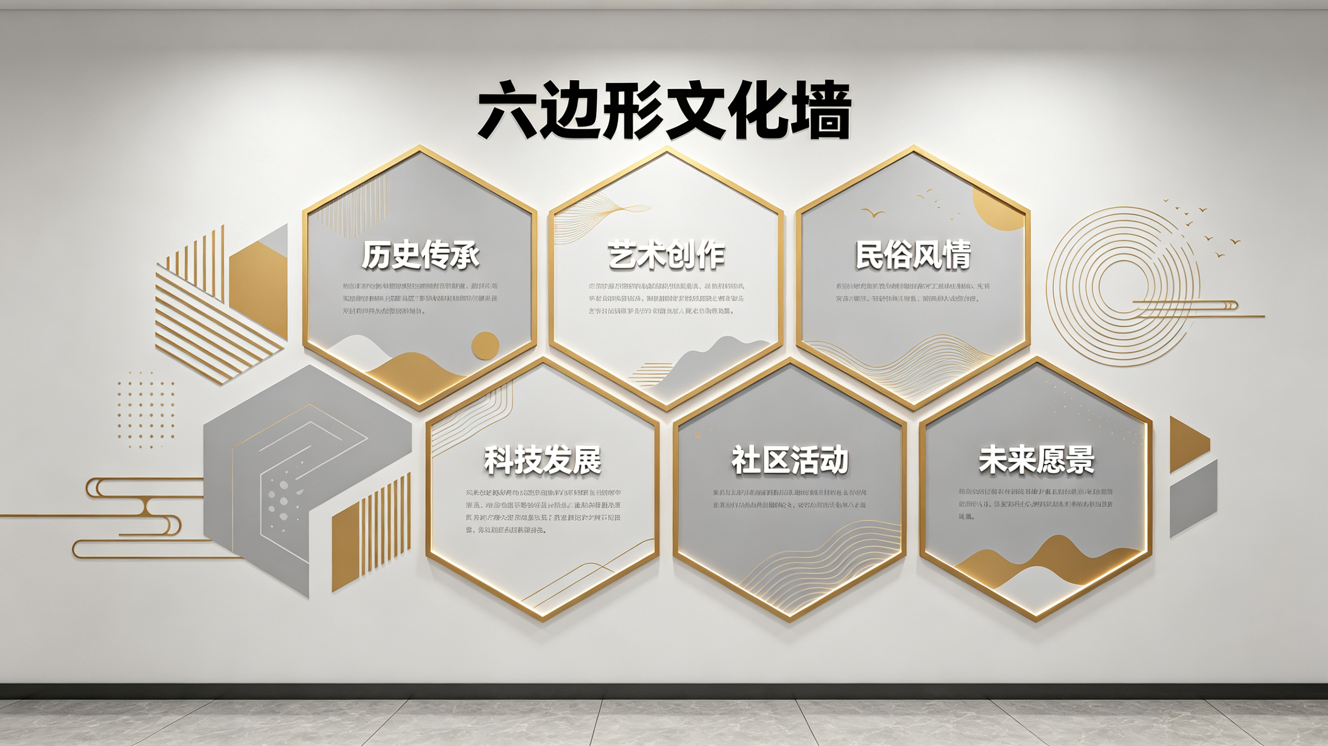新龙企业文化墙 | 六边形信息美学